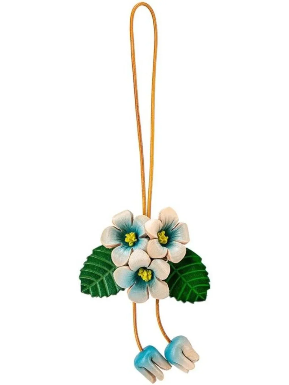 Boho Genuine Leather Flower Keychain | Cute Bag Charm for Handbag & Purse
